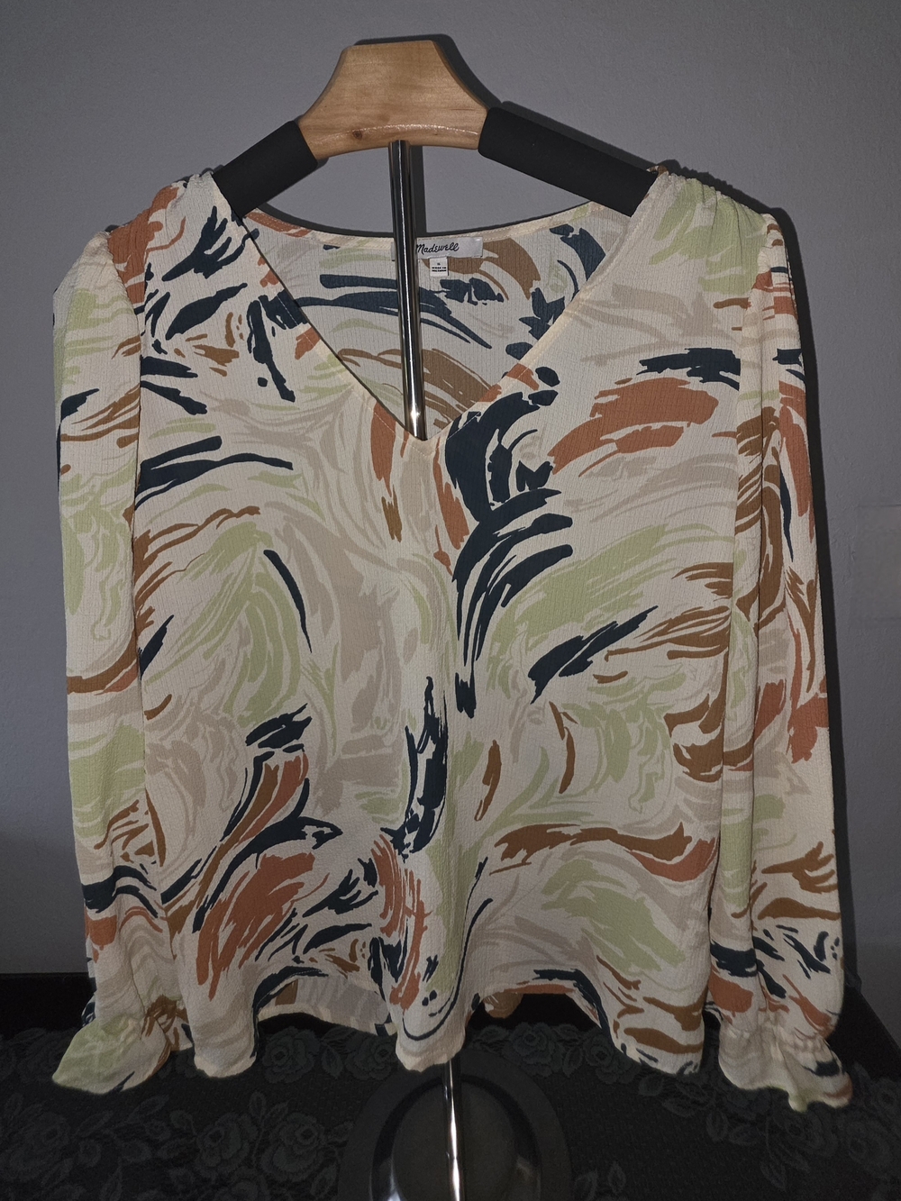 Madewell Multicolor Abstract V-Neck Blouse